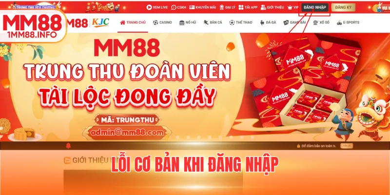 Lỗi cơ bản khi đăng nhập
