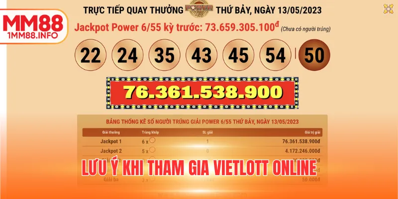 Lưu ý khi tham gia Vietlott online